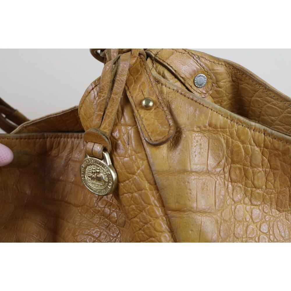 Brahmin HOBO TOTE Croc Embossed L JACQUELINE Brown Yellow Leather Shoulder Bag - Picture 8 of 16